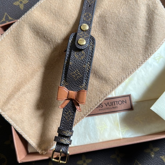NEW AUTHENTIC LOUIS VUITTON BROWN MONOGRAM ID TAG BRACELET LUGGAGE BOW RIBBON FR - Picture 14 of 16